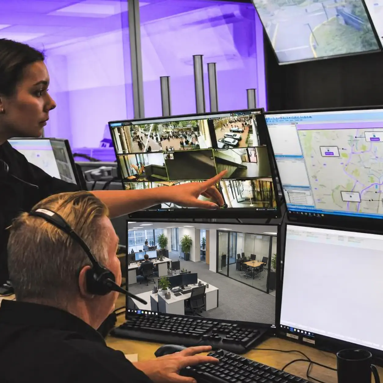 Centre de surveillance de plusieurs bureaux