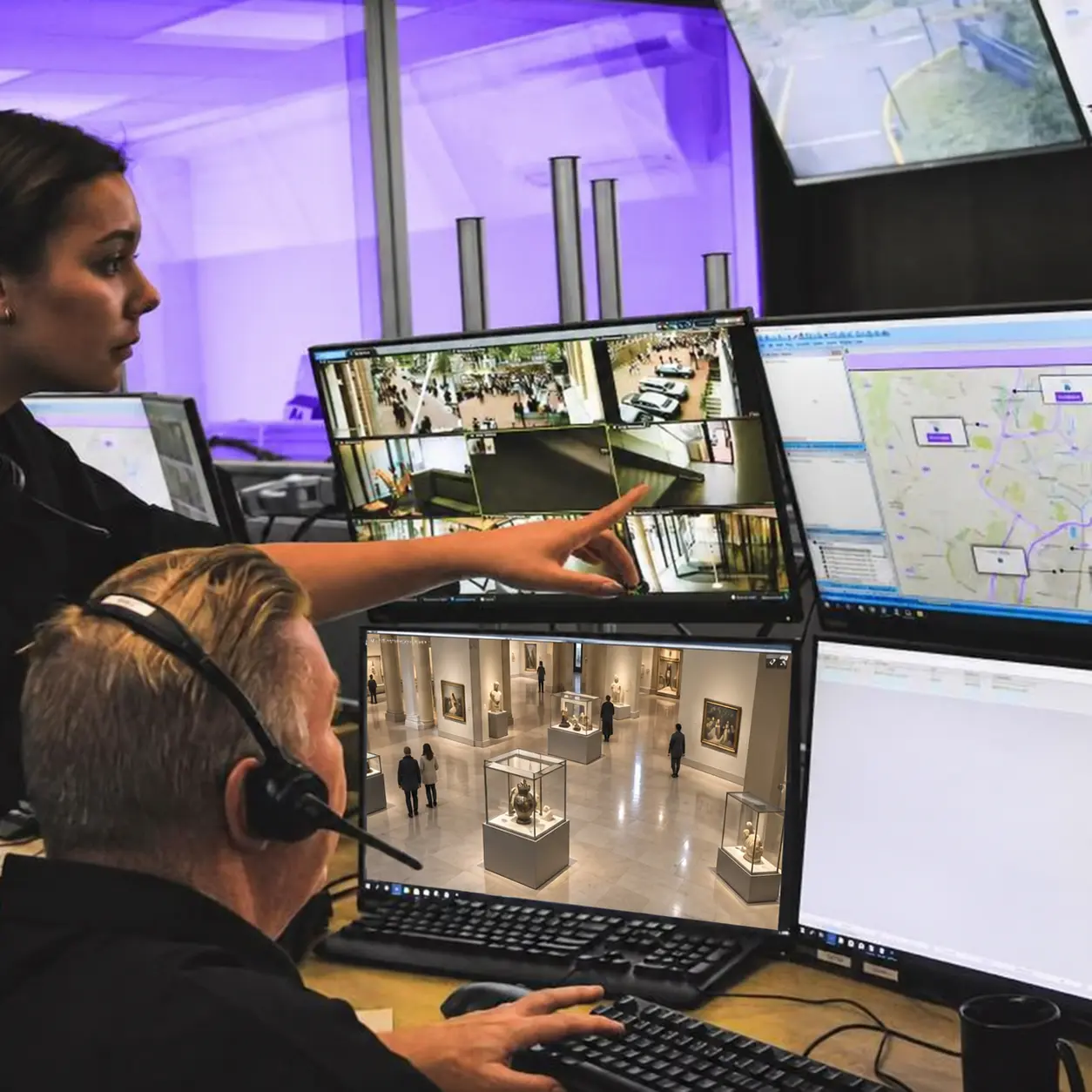 Opérateur au poste de télésurveillance